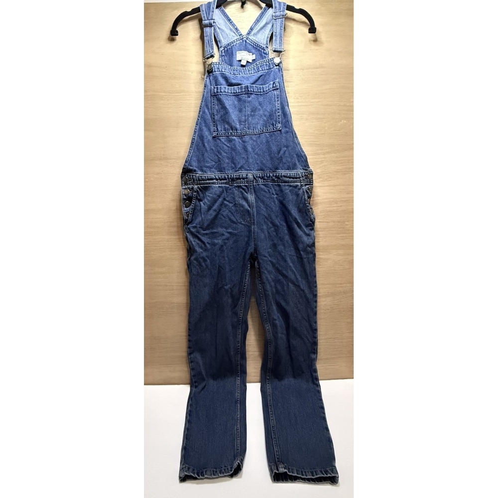 People Tree 100% Organic Cotton Denim Overalls US 6 UK 10 Pockets 90s Style